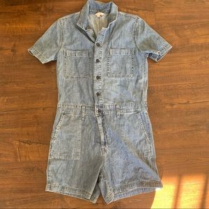 Lucky Brand Denim Short Sleeve Jumpsuit